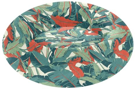Lit plat rétro pour chien avec feuilles de bananier rouge et vert pour soulager l'anxiété et apaiser les animaux de compagnie de très petite taille