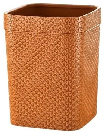LiQENT-149 poubelle de cuisine Poubelle moderne imitation rotin, poubelle carrée en plastique de 4 gallons, corbeille à papier ouverte avec anneau pression, for salon, chambre coucher, bureau(Orange)