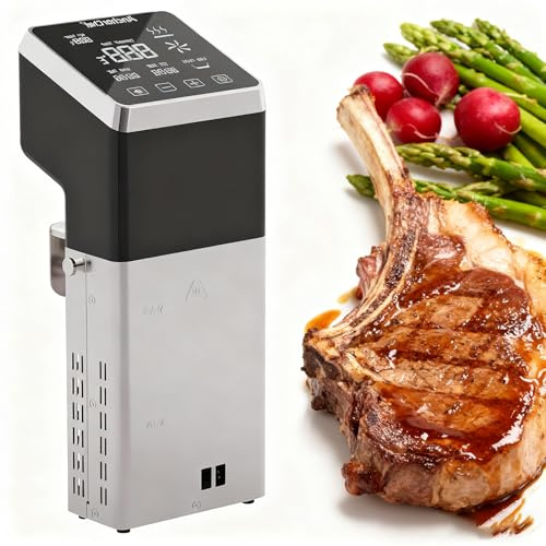 Sous-Vide-Präzisionskocher, 1600 W mit Touch-LCD-Display-Steuerung, ± 0,1 °C Genauigkeit, 4D-Wasserzirkulation, Temperaturbereich 0-99 °C, Edelstahl für die Küche zu Hause