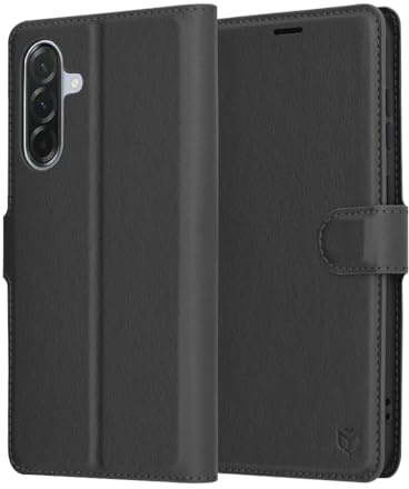 Techsuit für Samsung Galaxy A36 5G Flip Wallet Hülle mit Kartenfächern, Geldfach, Vollschutz, Professionelles Design, Kratzfest, Staubschutz, Leather Folio Series, Schwarz