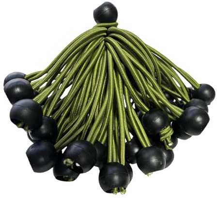 Okiyakusama 20 Stück Trampoline Ball Bungee Kordeln Elastische Seile aus Strapazierfähigem Polyester Latex Material für Kindertrampolin Geschenk Heimnutzung Zelt, GrÜn