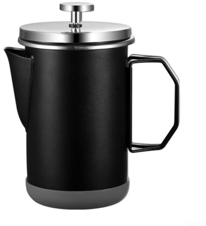 Upluxmira Cafetière à piston de camping portable en acier avec mousseur à thé pour voyage Noir