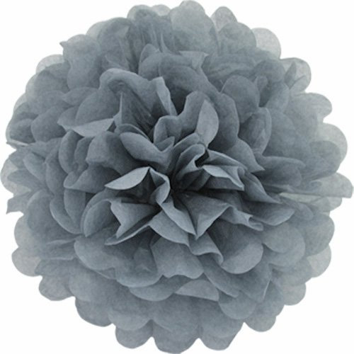 Creativery 10 Papier Pompons 35cm NEU (hell Silber/grau 012H) // Pompoms Bommel Kugel Seidenpapier Pom Pom Deko Hängedeko Raumdeko Blumen Pompon