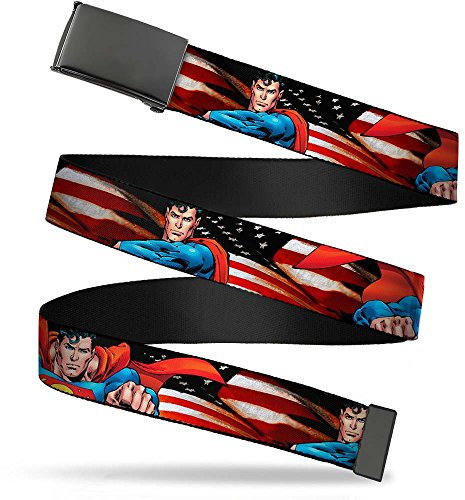 Buckle-Down Herren Web Belt Superman 1.25 Gürtel, Mehrfarbig, 3 cm Breit-107 cm hosengröße