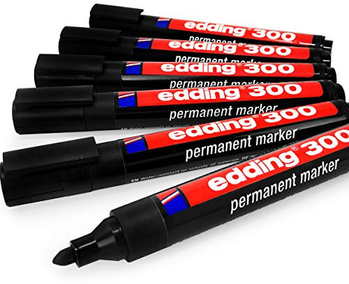 Permanentmarker edding 300, 1,5 - 3 mm Rundspitze, schwarz, 6 Stück