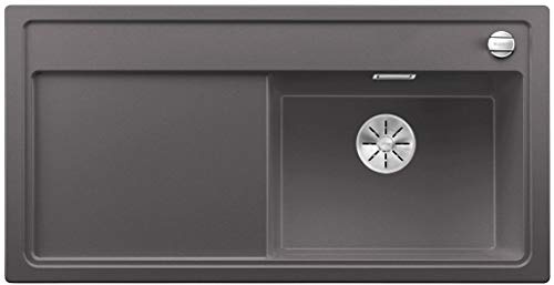 BLANCO ZENAR XL 6 S-F | Granitspüle aus SILGRANIT felsgrau | Hauptbecken | [98,8x49,8x20,2cm] | für 60 cm breite Unterschränke | Hauptbecken rechts | Reinigungsfreundlich | Einbauart: Flächenbündig