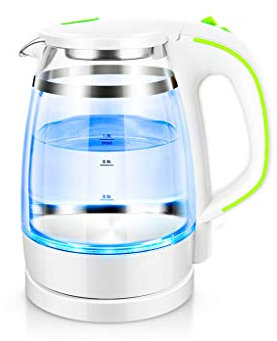 Bouilloire électrique en Verre - 1,0 Litre Bleu LED Bureau Portable Portable allumé Hors Tension en Acier Inoxydable Rapide bouillir la Bouilloire de thé