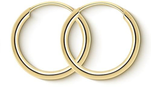 EDELIND Creolen Gold 375 Echtgold 15 mm - kleine Ohrringe 1.3 mm breit Gelbgold - für Damen, Kinder - mit edler Geschenkbox