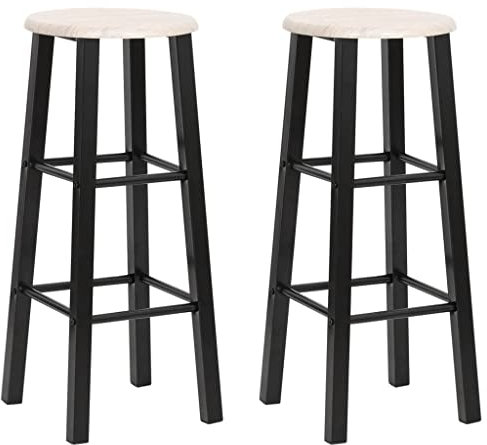 vidaXL 2X Barhocker Barstuhl Küchenhocker Tresenstuhl Thekenhocker Tresenhocker Thekenstuhl Bar Stuhl Hocker Barmöbel Schwarz MDF Stahlrahmen