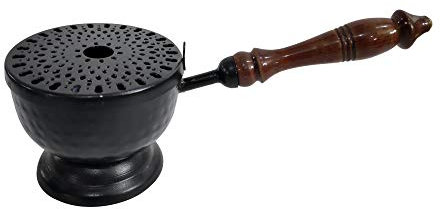 Cassolette à Fumigation Encensoir Sagar en Métal avec Une poignée en Bois, L: 9 cm, H: 22 cm, Ø 7,5 cm