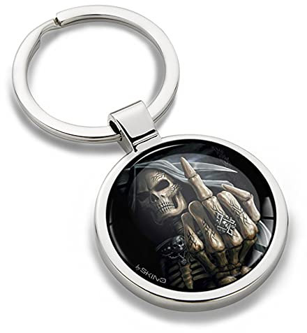 Biomar Labs® Schlüsselanhänger Metall Keyring mit Geschenkbox Autoschlüssel Geschenk Metall-Schlüsselanhänger Schlüsselbund Edelstahl Skull Schädel Totenkopf KK 161
