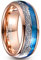 NUNCAD Wolfram Ring Herren 8mm Eheringe Rosegold mit Silber Imitierter Meteorit, Blaue Muschel und Pfeil Kuppelring Männer für Verlobung, Versprechen, Jahrestag Größe 57(18.1)