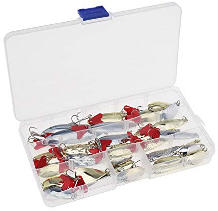 OTOTEC 35pcs Leurres de Pêche Durs pour Truite Basse Cuillères, Appâts Spinners et Hameçons
