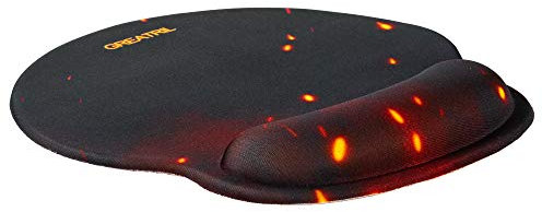 Mouse Pad with Wrist Rest Gel - Greatril Small Mouse Mat for Gaming Gamers Computer Home Office with Super Anti Slip PU Base Silicone Wrist Support 250 x 220 x 23mm Black/Red