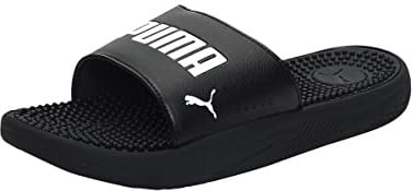 PUMA Men's Fashion Shoes SOFTRIDE SLIDE MASSAGE Slide Sandal, PUMA BLACK-PUMA WHITE, 43