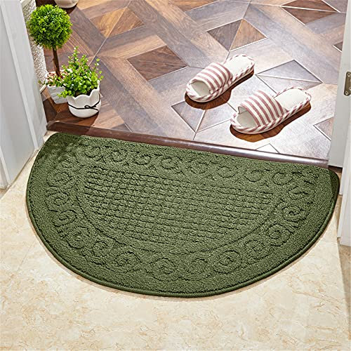 rutschfeste Halbrunder Fußabtreter, Treer Waschbar Schmutzfangmatte Türmatte Outdoor Wetterfest Fußmatten Halbrund Sauberlaufmatte für Eingangsbereich, innen und außen (48 * 78CM,Grün)