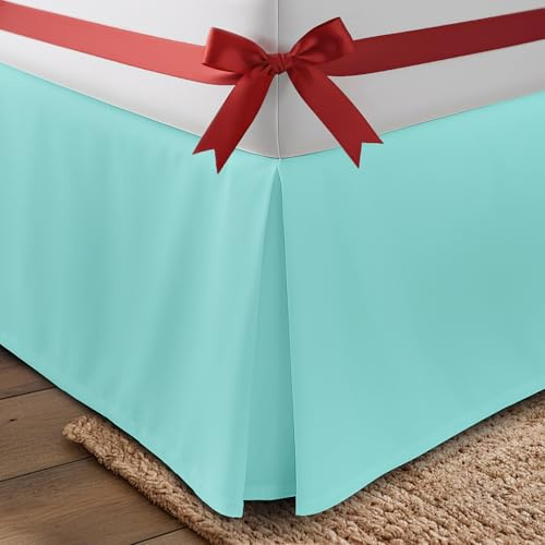 Utopia Bedding Full Bed Skirt - Soft Quadruple Pleated Ruffle - Easy Fit with 16 Inch Tailored Drop - Hotel Quality, Shrinkage and Fade Resistant (Queen, Spa Blue)