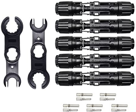 5Paare 10mm² Solar Stecker mit 2 Schraubenschlüsseln, Trisinger IP68 1500V PV Solarpanel Stecker, Vollverzinntes Kupferklemme (10mm2)