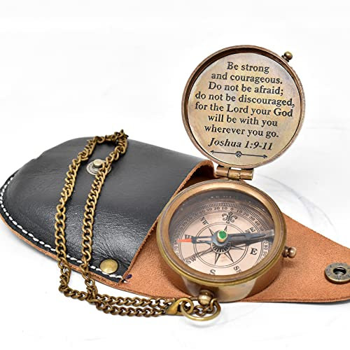 Kompass mit Gravur zur Konfirmation, Geschenkidee zur Taufe, Andenken, Kompasskreuz und Sei stark und mutig, Geschenkidee zur Firmung, Geburtstagsgeschenk, Ostergeschenk.