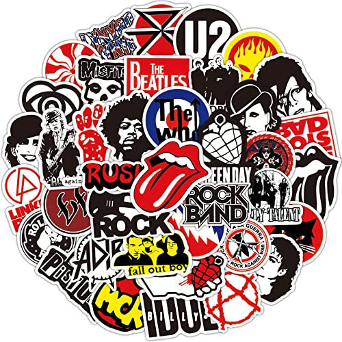 100er Pack Rock Legends Sticker Set – The Beatles, Elvis, Rolling Stones, Rage Against Machine & mehr | Offizielle Band-Logos für Gitarren, Laptops, Skateboards | Vinyl Aufkleber Sammlung