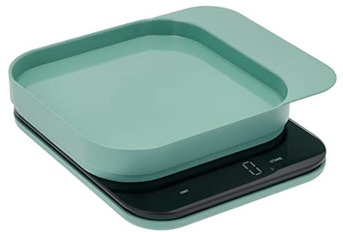Rosti Mensura - Bilancia da cucina digitale con ciotola e funzione tara, peso massimo 10 kg, 16,5 x 20,3 x 3,5 cm, colore: Verde nordico