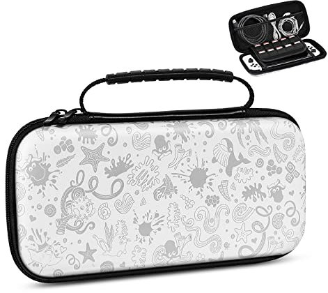 TiMOVO Custodia Compatibile con Nintendo Switch OLED Model 2021/Switch, Case da Viaggio con 10 Porta Cartucce di Gioco Custodia Rigida Portatile per Console Joystick joycon, Bianco