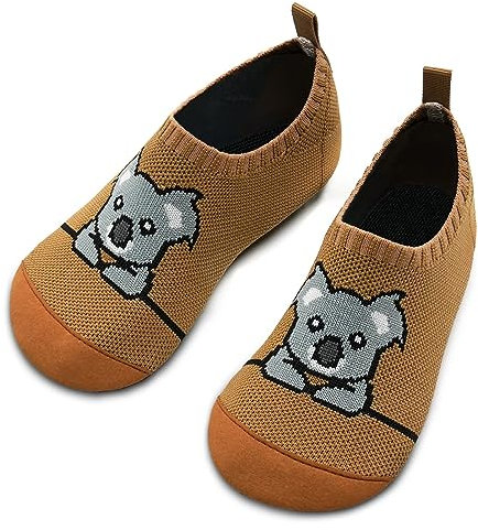 Torotto Hausschuhe Kinder Mädchen Junge Pantoffeln Atmungsaktive Rutschfest Weich Turnschläppchen Barfussschuhe für Lauflernschuhe Kleinkinder Schuhe Kindergarten Unisex(Koala 26/27 EU)