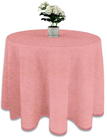 LUA VIKA Falda Mesa Camilla Redonda Chenilla, Ropa Mesa Camilla Redonda, Color Rosa, 90 cm