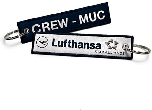 koolkrew Lufthansa Crew MUC gewebter Schlüsselanhänger, blau, One size