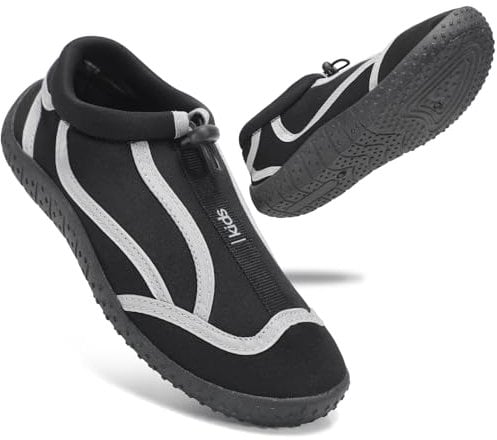 STQ KIDS Badeschuhe Kinder Jungen Schwimmschuhe Strandschuhe Wasserschuhe Schwimmsocken Aquaschuhe Badesocken rutschfest Slip Stop Kind Dusch Aquasocken Mädchen Unisex Black EU 33