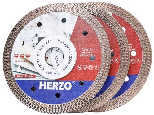 HERZO 3er-Set Diamant Trennscheibe 125mm, Trennscheibe Extra Dünne, Trennen und Schneiden für Keramik, Fliesen, Marmor, Naturstein