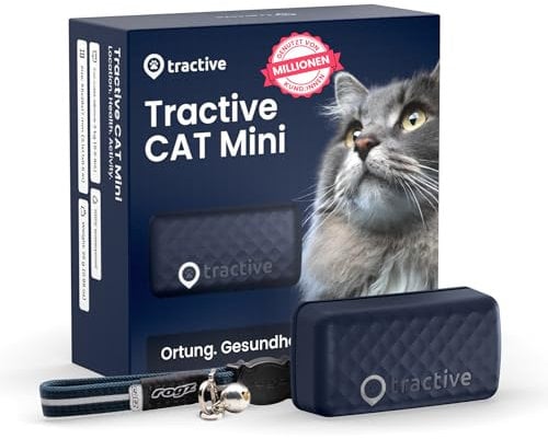 Tractive CAT Mini GPS Tracker für Katzen - Marktführer, Live-Ortung, Positionsverlauf, Gesundheitswarnungen, Aktivitätstracking, Halsband inkludiert, Abo Erforderlich
