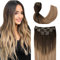 Sindra Clip in Extensions Echthaar Clip in Hair Extensions Real Human Hair Haarextension Echthaar Balayage DunkelBraun bis Schmutzige Blond 35cm 6pcs 100g Haarverlängerung Gerade C#2/6/18 14 Zoll