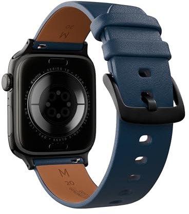 STAILER Uhrenarmband für Apple Watch, 38mm 40mm 41mm 42mm 44mm 45mm, Echtes Leder, Ersatzarmband kompatibel mit Series 8 7 6 5 4 3 2 1 SE SE2, echtes italienisches Leder Edelstahl Metall Schließe 316L