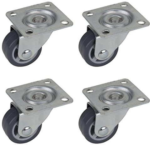 Dörner + Helmer 4er Set Möbel-Lenkrolle 30 mm drehbar, mit Platte, spurfreies TPE, Tragkraft 60 kg/Set