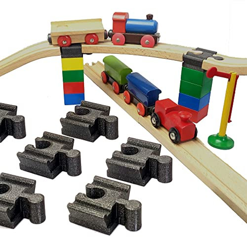 ULROAD Holzschienen Adapter Verbinder passend für Duplo Steine kompatibel für Thomas - Brio - IKEA Holzschienen Schienen Duplostein Brücke Brücken (10 Stück)