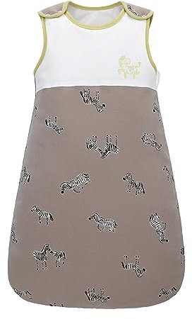 Winterschlafsack Baby mit Reißverschluss Baumwolle Winter 2.5 TOG Babyschlafsack ärmellos Warmer Kinder Schlafsack 0-18 Monate (Zebra, S)