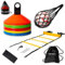 Kit de Entrenamiento Fútbol con Escalera de Agilidad de 6 Metros, 50 Conos de Colores, Mochila Deportiva, Bolsa para Balón y Estacas. Ideal para Niños y Adultos. Mejora Velocidad y Coordinación