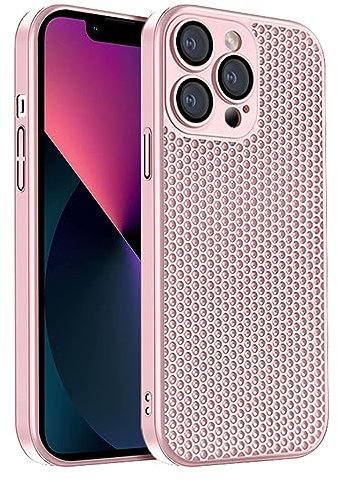 Rdyi6ba8 Wärmeableitungs Hülle Kompatibel mit iPhone 13 Pro,[Anti-Fingerabdruck] Atmungsaktive kühlende Handyhülle Ultradünne PC-Abdeckung Schutzhülle für iPhone 13 Pro,Rosa