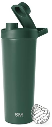 Simple Modern Shaker-Edelstahl-Flasche mit Ball | Metall-Isolierbecher für Proteinshakes, Shakes und Pre-Workout-Getränke | Rally | 710ml | Forest
