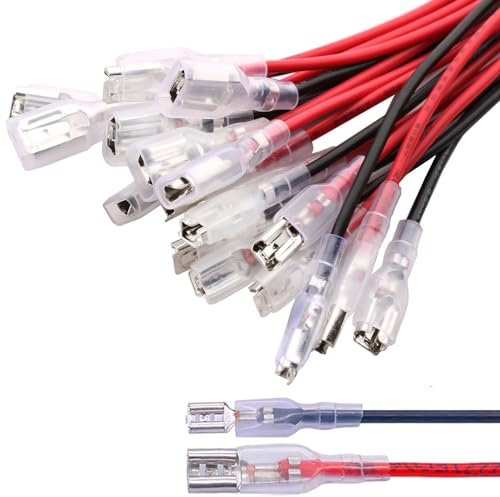 RUNCCI-YUN 20 pezzi Capicorda,Terminali Elettrici, Connettori Elettrici 12v Isolati, Terminali a Crimpare Connettori Elettrici Cavo Terminale a Crimpare Femmina da 4,8 mm e 6,3 mm