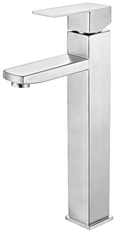 Robinet de lavabo de salle de bain carré noir, robinet de lavabo à poignée unique, robinet de lavabo de salle de bains, toilettes monté sur le pont (couleur : brossé haut)