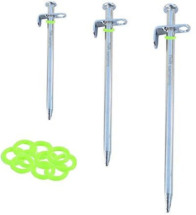KOMBIUDA 4Stücke Zeltheringe Stahl Robuste Erdnägel für Camping Zelt und Sonnenschirm mit Fluoreszierenden Ringen Witterungsbeständig für Verschiedene Bodenarten