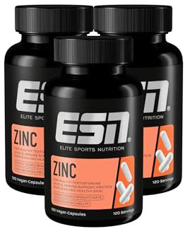 ESN Zinc, 3 x 120 Kapseln, Zinkbisglycinat, 25 mg Zink pro Kapsel, vegan