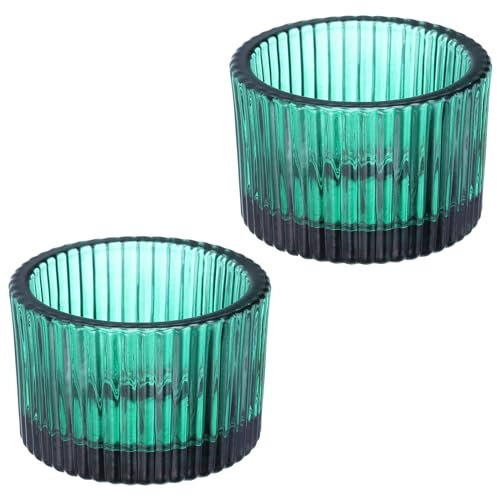 PATIKIL 2 Stück Teelichthalter, Teelichtgläser Kerzenhalter Glas Kerzenhalter für Tischdekoration, Hochzeit, Abendessen, Dunkelblau
