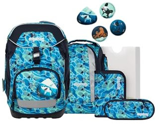 ergobag Pack Set ergonomischer Schulranzen Flexibel 6-teilig Set 1. Klasse Grundschule für Mädchen und Jungen