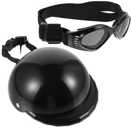 Happyyami Haustierhelm Und Hundebrille Satz Aus Abs Leicht Und Robust Mit Starkem Schutz Für Kleine Hunde Und Katzen Als Sicherheitsschutz Und Kostümzubehör