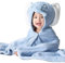 Kapuzenhandtuch Baby 70x140 cm- Korallenvlies Weich Baby Handtuch Kapuze-Niedliche Tier Badetuch Baby mit Kapuze für Baby Jungen Und Mädchen,Blau