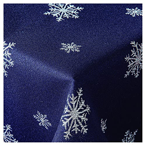 StoffTex Tischdecke Weihnachten I Tischtuch I Tischwäsche I Dauerhaft Kratzfest I Festliche Tischdekoration Weihnachten Weihnachtsmotiv (Marinenblau-Silber, Style 1, 50 x 50 cm)