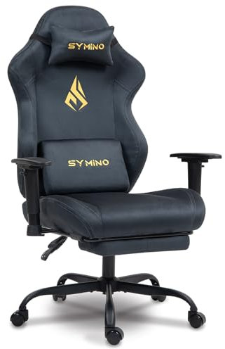 Symino Gaming Stuhl Racing Gamer Sessel, Wildlederimitat PC-Stuhl So Weich Wie Pelz, Ergonomischer Gaming Chair Stoff Bürostuhl, Verstellbarer und Drehbarer Schreibtischstuhl mit Fußstütze